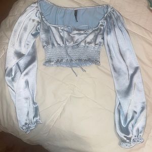 Satin Blue Crop Top